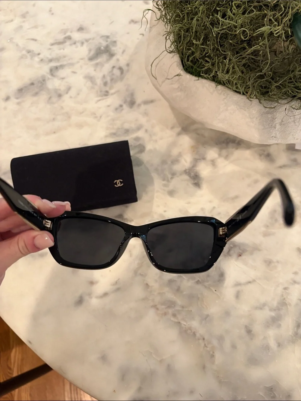 CHANEL Black Quilted Sunglasses Case with Matching Black Frames